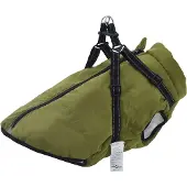 vidaXL Cane Cappotto Imbracatura Impermeabile Riflettente Verde Esercito L52