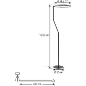 LINDBY Piantana LED Rayon, nero, metallo, altezza 150,3 cm