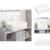 vidaXL Lavabo bianco 48x37x13 cm in Vetroceramica rettangolare - Lavabo da bagno