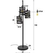 Zijlstra Lampada da terra Spindlight, 3 luci, alta 150 cm