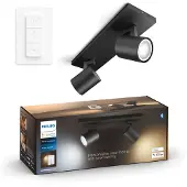Philips Hue Runner, faretto LED a 2 luci, interruttore dimmer, nero