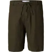 Selected Pantaloncini In Misto Lino Uomini Verde S