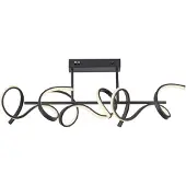 JUST LIGHT Plafoniera LED Curls, nera, metallo, lunghezza 82 cm, dimmerabile