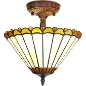 Clayre & Eef Lampada da soffitto Tiffany Ø 29x30 cm Vetro marrone beige