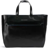 Piquadro Blue Square Borsa tote Vera Pelle 40 cm nero