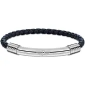 Police Dark blue leather Bracciale Gear PEAGB2211504 - Length: 19 cm