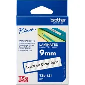 Brother Nastro TZe-121 - Nero su trasparente (9 mm)