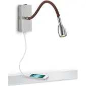 Knapstein Applique a LED Milos grigio opaco con tessuto marrone