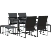 vidaXL Set da pranzo da giardino, 9 pezzi, acciaio nero