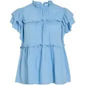 Vila Vipreta High Neck Top Con Maniche Ad Aletta