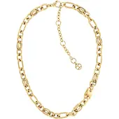 Tommy Hilfiger Collana Acciaio Placcato Oro Catena Maglie Contrasto Collana