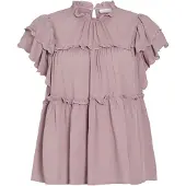Vila Vipreta High Neck Top Con Maniche Ad Aletta