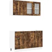 vidaXL Modulo cucina LYON, 4 pezzi, impiallacciatura di rovere affumicato