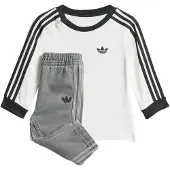 Adidas Originals Tuta da jogging 'Denim Long Sleeve Tee Set' grigio denim / nero / bianco