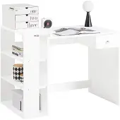 SoBuy Scrivania con 3 ripiani, scrivania per computer, scrivania per ufficio, FWT35-W