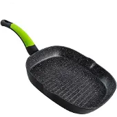 Supreme Griglia Ecologica In Pietra Con Superficie Rigata 28 Cm