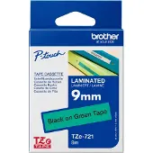 Brother Nastro TZe-721 - Nero su verde (9 mm)