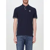 Blauer Polo in cotone con logo