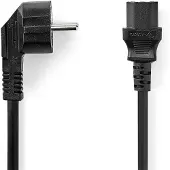 Nedis Cavo Di Alimentazione Cegl10015bk100 Power M-iec-320-c13 Angolare Nichelato 10 M