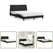 The Living Store Letto con materasso nero 140x190 cm in velluto