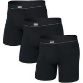 Saxx Essential Cotton Boxer Brief Fly 3-Pack Intimo Uomo (XL, nero)