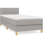 Syfax Giroletto a Molle con Materasso Grigio Chiaro 90x190 cm Tessuto