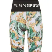 Plein sport Pantaloncini sportivi a vita alta in tessuto tecnico con stampa grafica