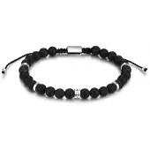 Männerglanz Braccialetto nero / argento
