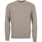 Barbour Maglione uomo beige girocollo in lana con patch