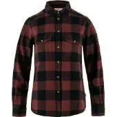 Fjällräven - Camicia spessa in cotone - Övik Heavy Flannel Shirt W Dark Navy Maroon per Donne in Cotone - Taglia S - Marrone