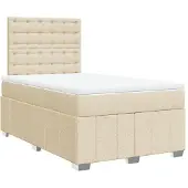 vidaXL Letto a molle con materasso crema 120x200 cm in tessuto