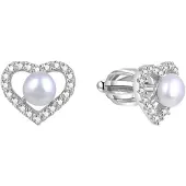 Beneto Orecchini cuore argento vera perla AGUP1659PS — Orecchini