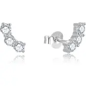 Beneto Orecchini Longitudinali Argento Cristalli AGUP2703 — Orecchini