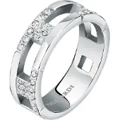 Trussardi Anello In Acciaio Con Zirconi T-Logo Tjaxc40 Circuito 56 Mm — Anello