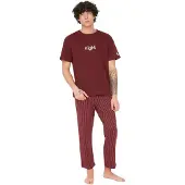 Trendyol Pigiama lungo nero / bianco