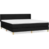 Syfax Giroletto a Molle con Materasso Nero 160x200 cm in Tessuto
