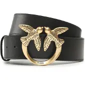 Pinko cintura alta 4cm love birds in pelle nero oro | Taglia S