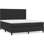 Syfax Giroletto a Molle con Materasso Nero 180x200 cm in Pelle finta
