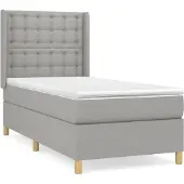 Syfax Giroletto a Molle con Materasso Grigio Chiaro 80x200 cm Tessuto