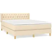 vidaXL Letto a molle con materasso crema 140x200 cm in tessuto