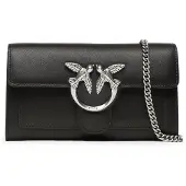 Pinko borsa a tracolla love one pochette nero acciaio