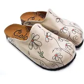Goby Clogs 'Women shoes -Calceo mules with daisies CAL1410' offwhite