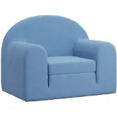 vidaXL Divano letto per bambini blu in morbido peluche