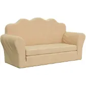 vidaXL Divano letto per bambini 2 posti crema Morbido peluche