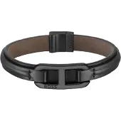 BOSS Bracciale Pelle Nera Kode 19 Cm 1580784 — Bracciale
