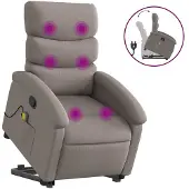 vidaXL Poltrona per massaggi con ausilio per la risalita Tessuto Taupe