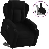 vidaXL Poltrona relax con ausilio per l'alzata in tessuto nero