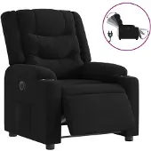 vidaXL Recliner elettrico in tessuto nero