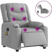 vidaXL Sedia da massaggio elettrica in tessuto grigio chiaro