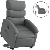 vidaXL Poltrona relax con supporto elettrico in tessuto grigio scuro